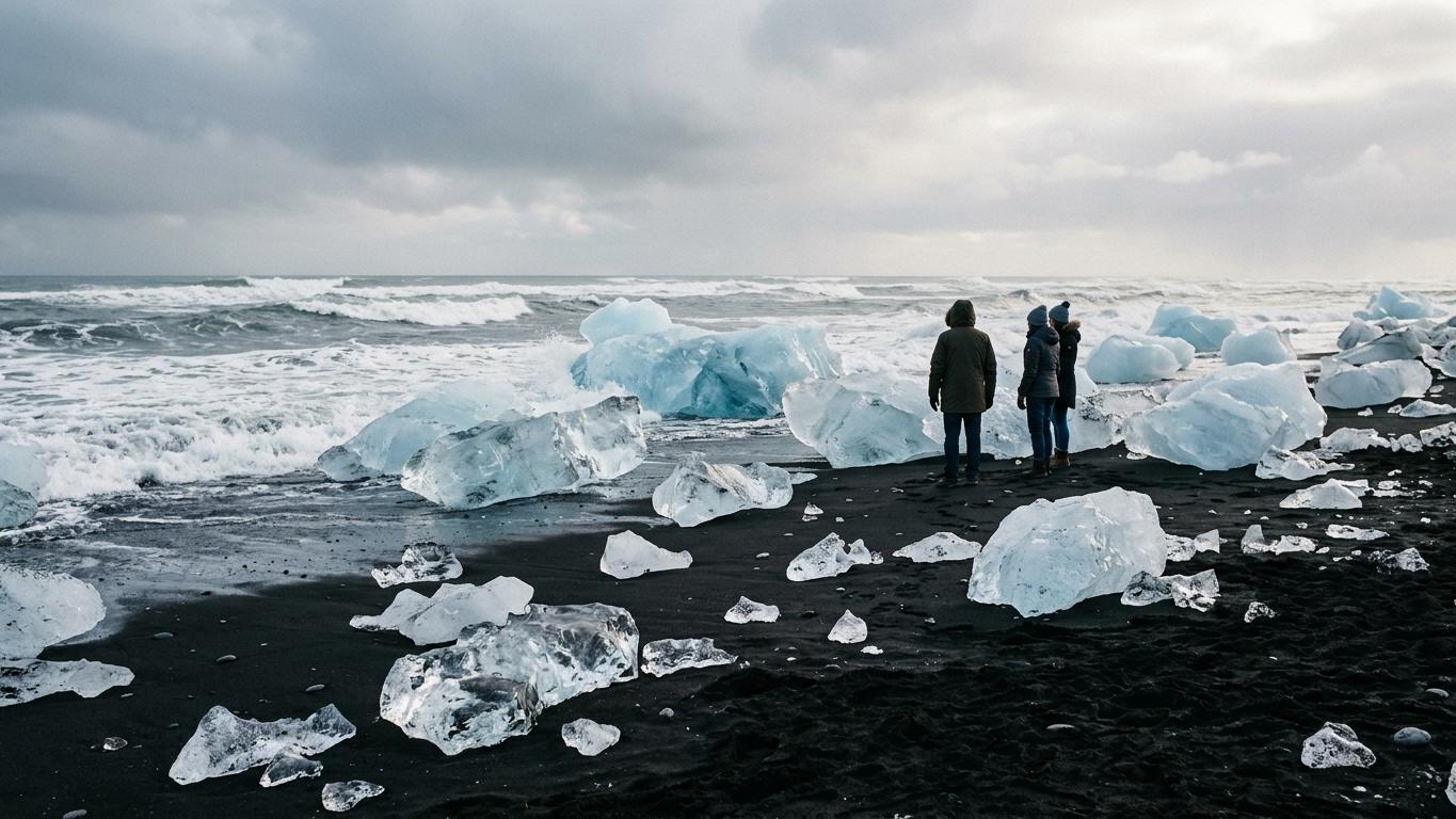 Visiting Diamond Beach: Icebergs on Black Sand at Jökulsárlón