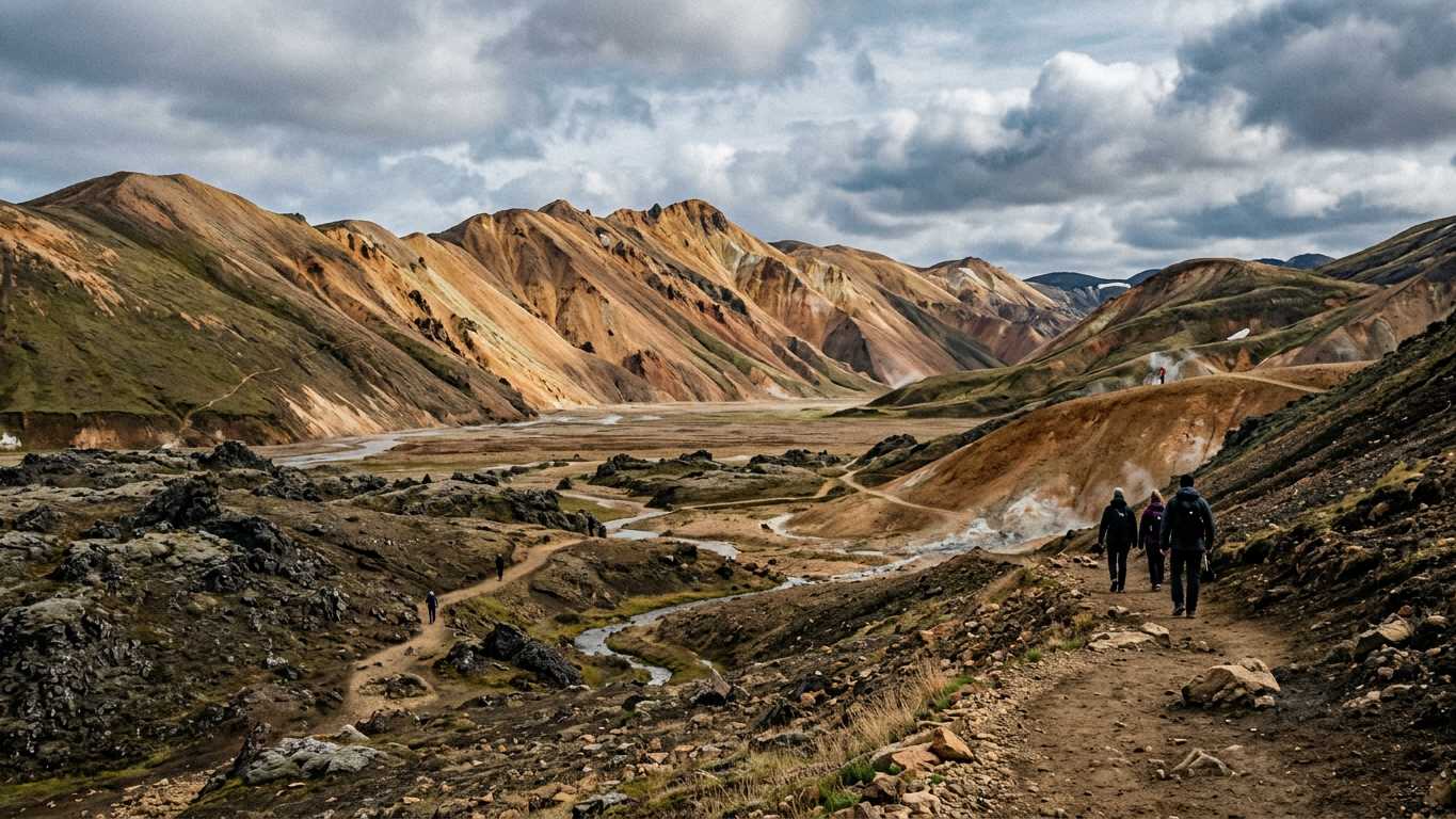 Highland Hot Springs and Colourful Peaks at Landmannalaugar