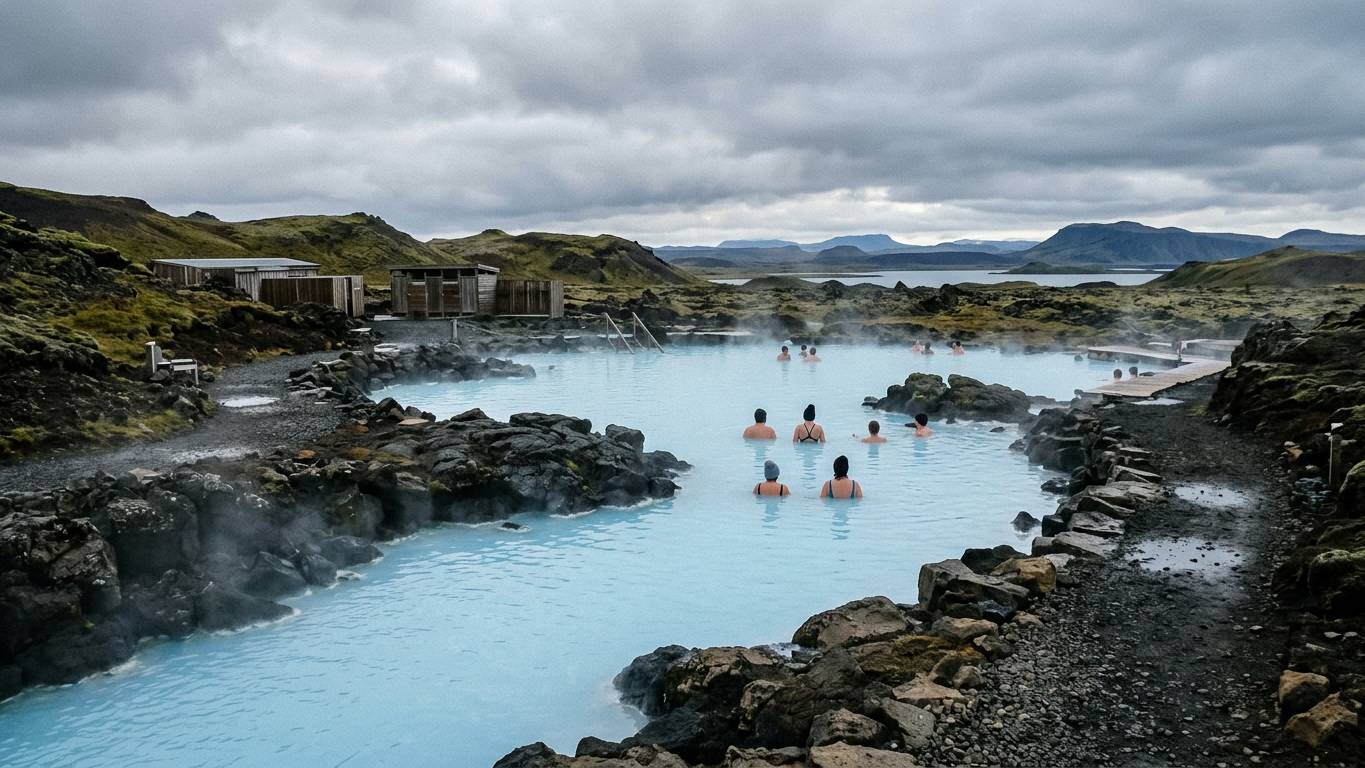 Geothermal Bathing at Lake Mývatn in North Iceland
